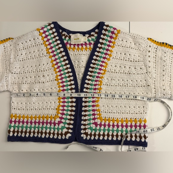 Maeve By Anthropologie Women's Colorful Crochet Open Cardigan Sweater ONE SIZE - Picture 6 of 9